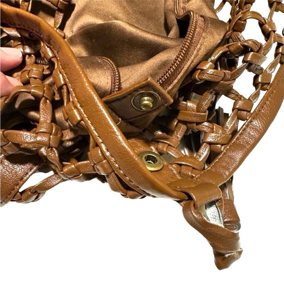 Anthropologie Synthetic Leather Carson Brown Woven Cage Tote - Picture 12 of 12